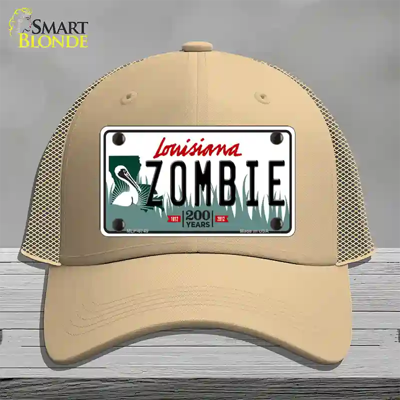 Zombie Louisiana Novelty License Plate Hat Mesh / Khaki