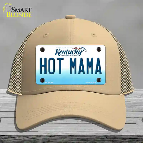 Hot Mama Kentucky Novelty License Plate Hat Mesh / Khaki