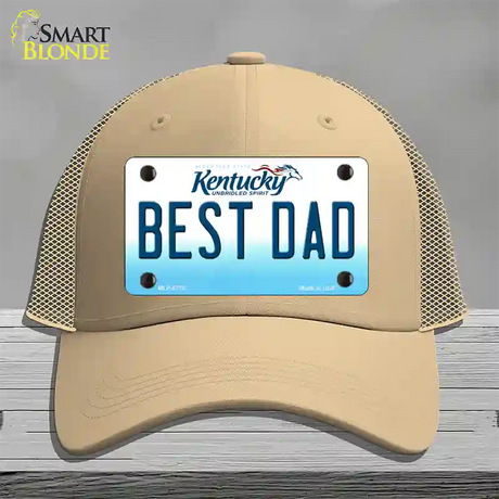 Best Dad Kentucky Novelty License Plate Hat Mesh / Khaki