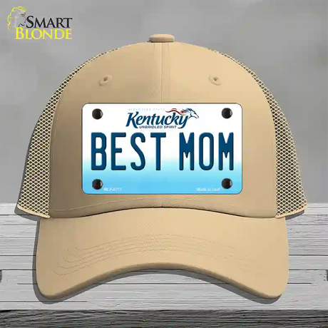 Best Mom Kentucky Novelty License Plate Hat Mesh / Khaki