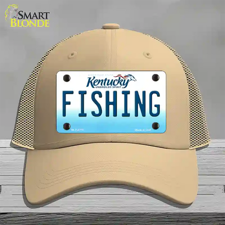 Fishing Kentucky Novelty License Plate Hat Mesh / Khaki