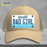 Bad Girl Kentucky Novelty License Plate Hat Mesh / Khaki