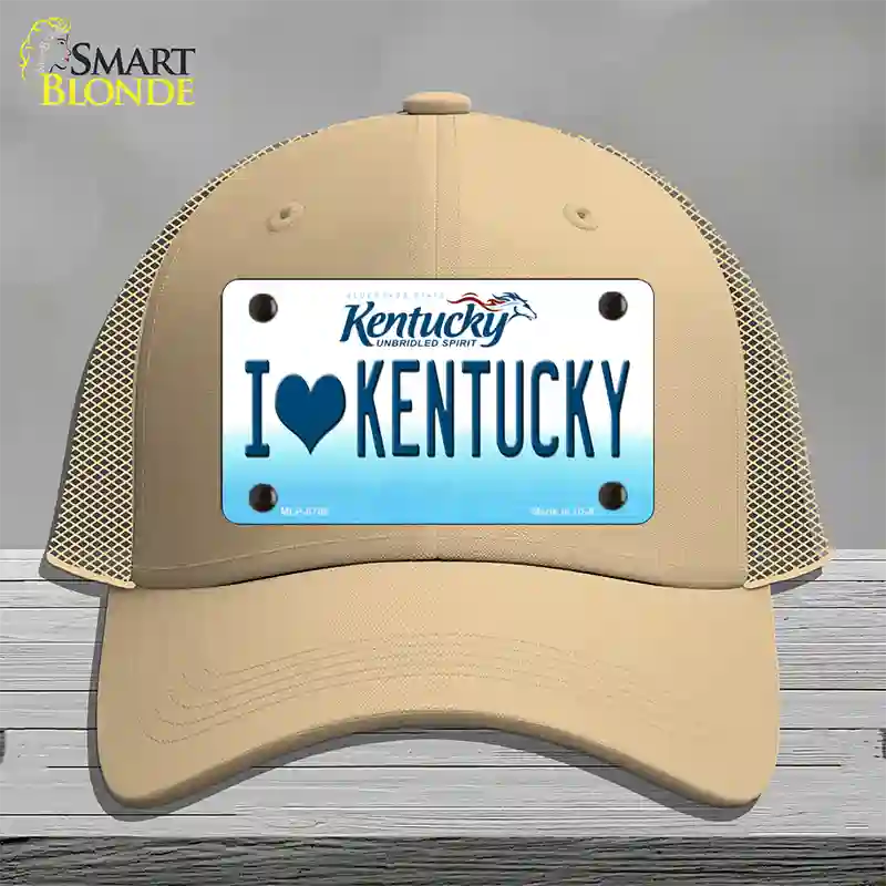 I Love Kentucky Novelty License Plate Hat Mesh / Khaki