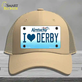 I Love Derby Kentucky Novelty License Plate Hat Mesh / Khaki