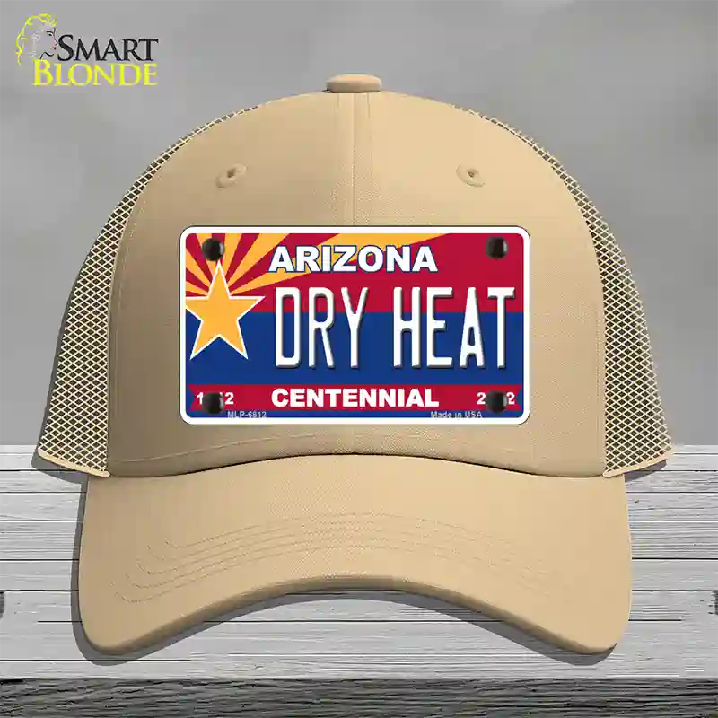 Arizona Centennial Dry Heat Novelty License Plate Hat Mesh / Khaki