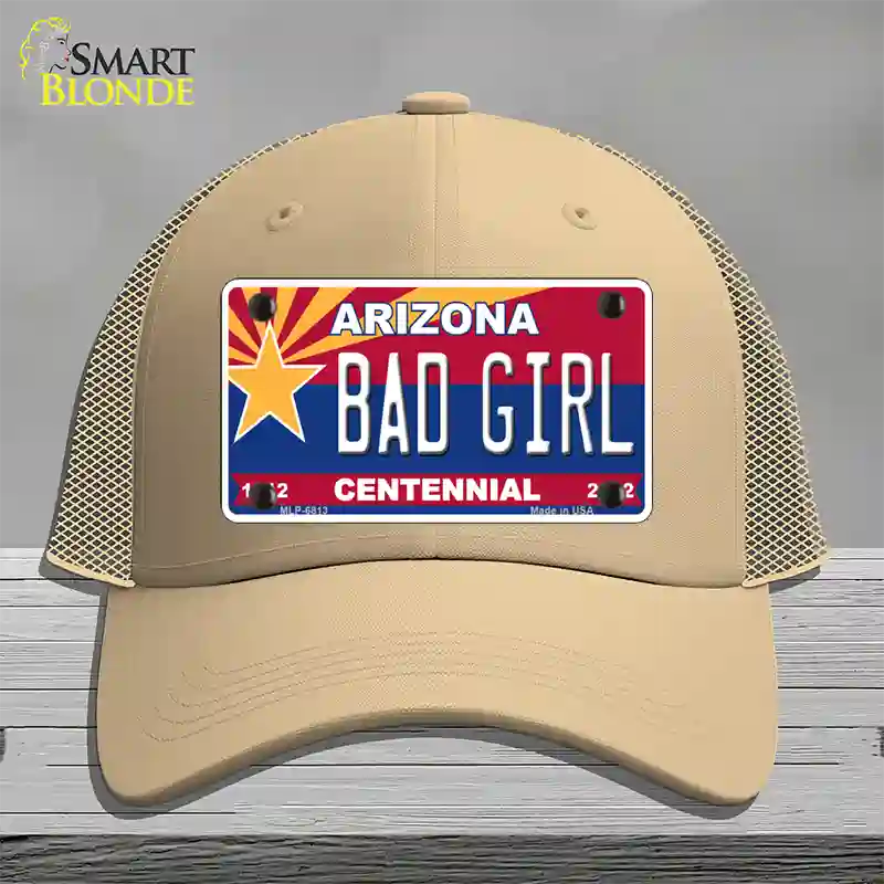 Arizona Centennial Bad Girl Novelty License Plate Hat Mesh / Khaki