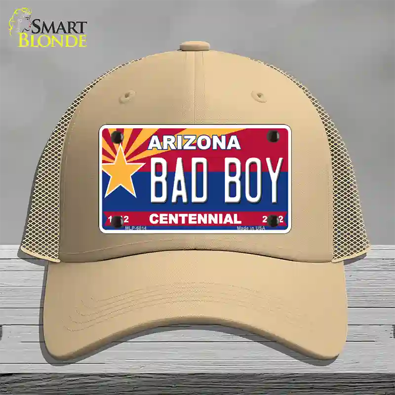 Arizona Centennial Bad Boy Novelty License Plate Hat Mesh / Khaki