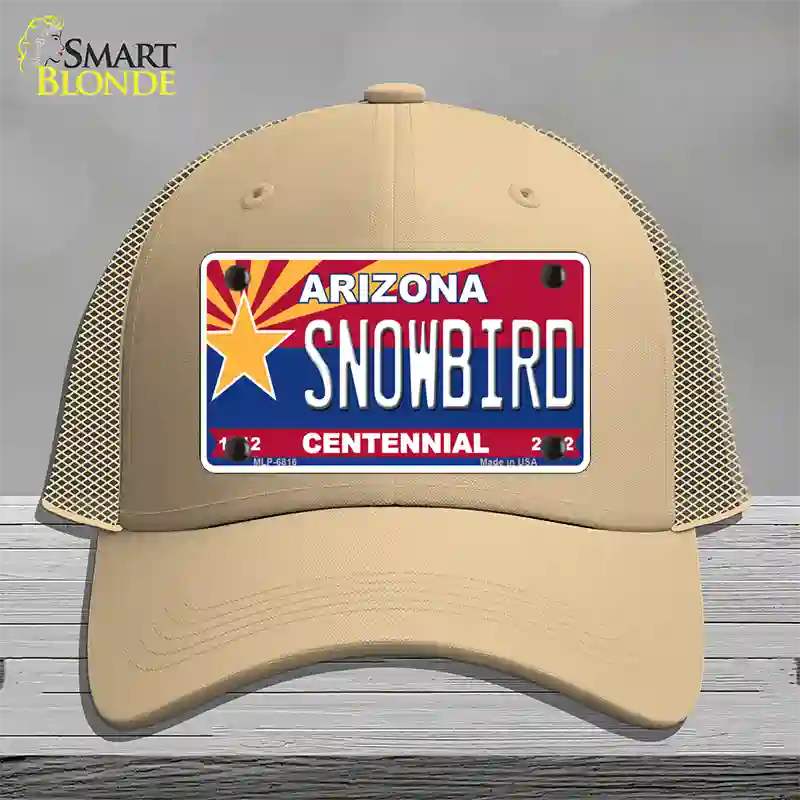 Arizona Centennial Snowbird Novelty License Plate Hat Mesh / Khaki