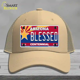 Arizona Centennial Blessed Novelty License Plate Hat Mesh / Khaki