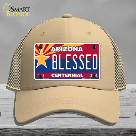 Arizona Centennial Blessed Novelty License Plate Hat Mesh / Khaki