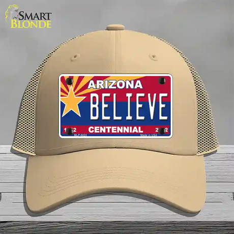 Arizona Centennial Believe Novelty License Plate Hat Mesh / Khaki