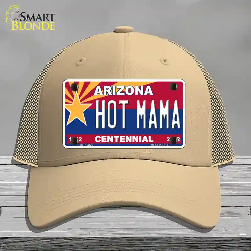 Arizona Centennial Hot Mama Novelty License Plate Hat Mesh / Khaki