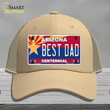 Arizona Centennial Best Dad Novelty License Plate Hat Mesh / Khaki