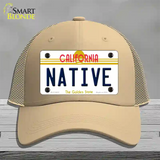 Native California Novelty License Plate Hat Mesh / Khaki