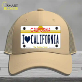 I Love California Novelty License Plate Hat Mesh / Khaki