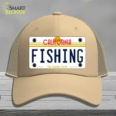 Fishing California Novelty License Plate Hat Mesh / Khaki