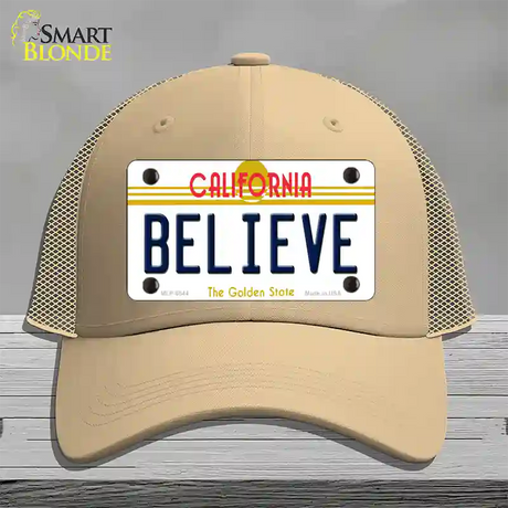 Believe California Novelty License Plate Hat Mesh / Khaki