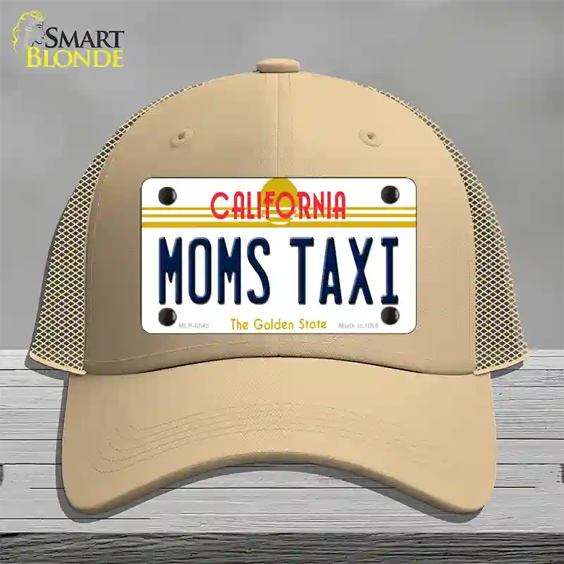 Moms Taxi California Novelty License Plate Hat Mesh / Khaki