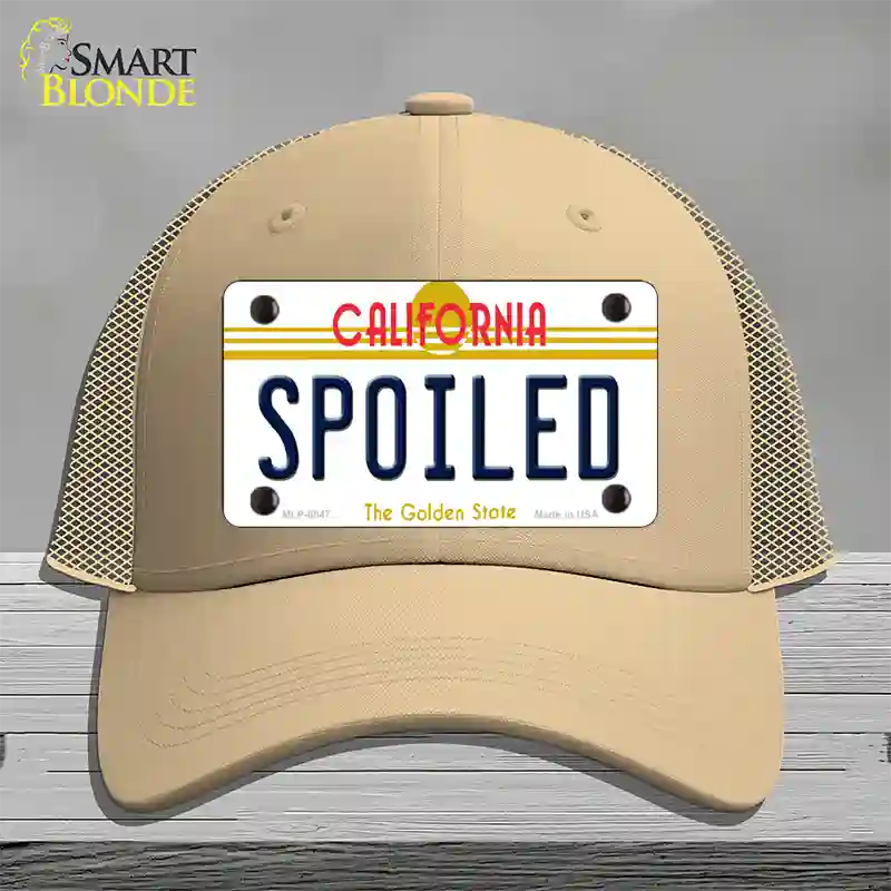 Spoiled California Novelty License Plate Hat Mesh / Khaki