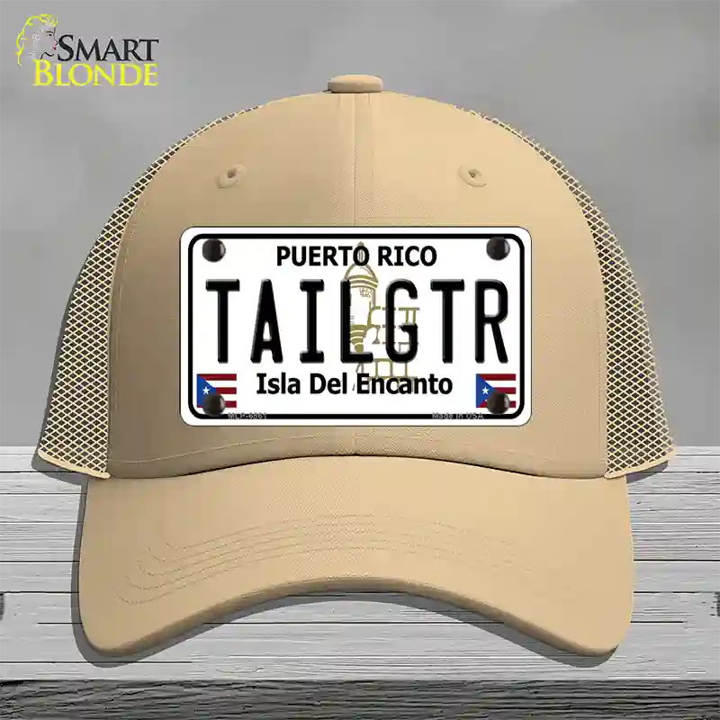 Tailgtr Puerto Rico Novelty License Plate Hat Mesh / Khaki