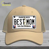 Best Mom Puerto Rico Novelty License Plate Hat Mesh / Khaki