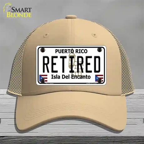 Retired Puerto Rico Novelty License Plate Hat Mesh / Khaki