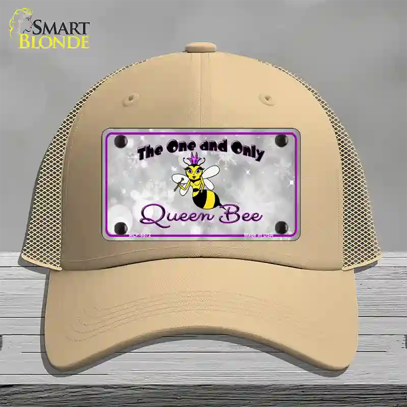 Queen Bee Purple Novelty License Plate Hat Mesh / Khaki