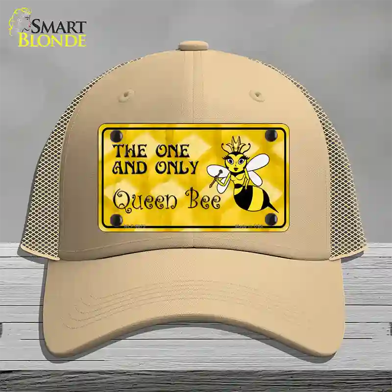 Queen Bee Yellow Novelty License Plate Hat Mesh / Khaki