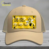 Queen Bee Yellow Novelty License Plate Hat Mesh / Khaki