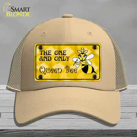 Queen Bee Yellow Novelty License Plate Hat Mesh / Khaki