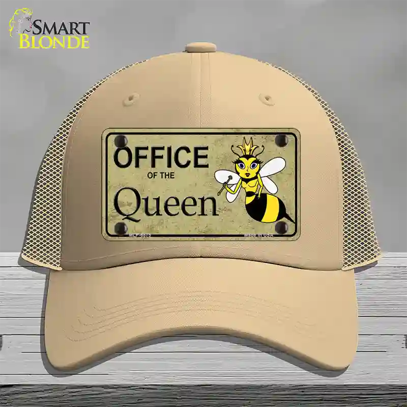 Office Of Queen Bee Novelty License Plate Hat Mesh / Khaki