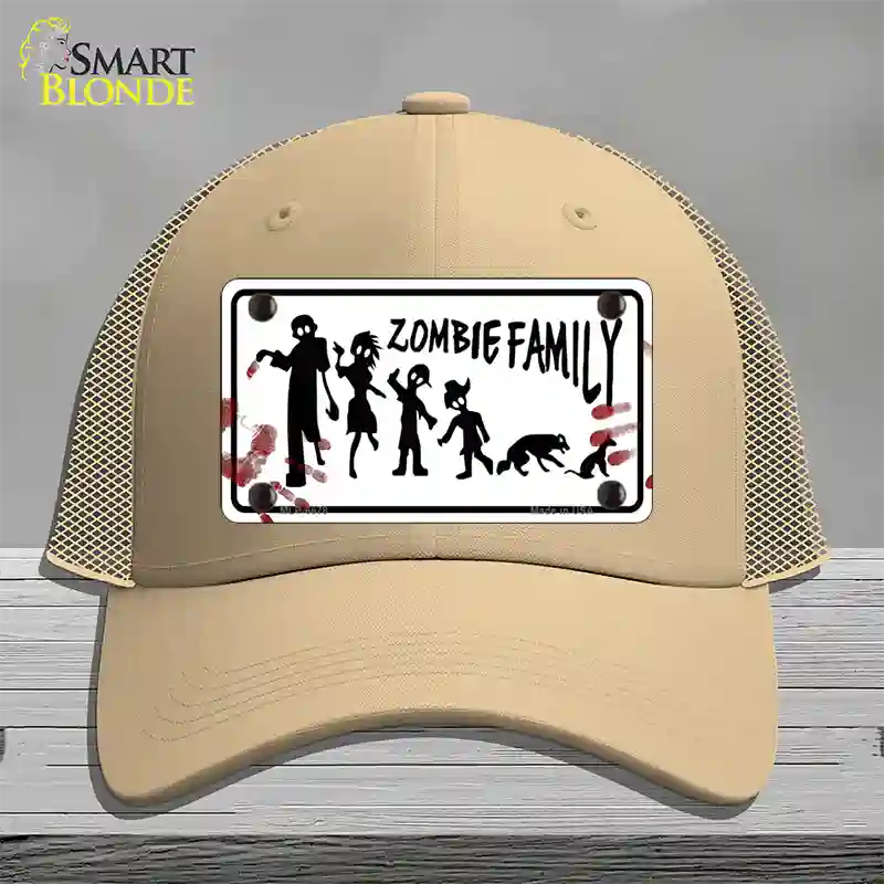 Zombie Family White Novelty License Plate Hat Mesh / Khaki