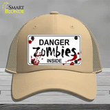 Danger Zombies Inside Novelty License Plate Hat Mesh / Khaki