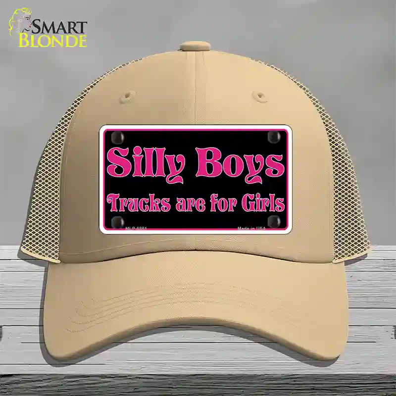 Silly Boys Trucks For Girls Novelty License Plate Hat Mesh / Khaki