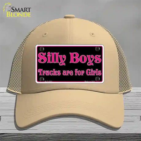 Silly Boys Trucks For Girls Novelty License Plate Hat Mesh / Khaki