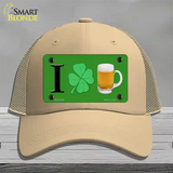 Shamrock Beer Novelty License Plate Hat Mesh / Khaki