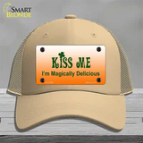 Kiss Me Novelty License Plate Hat Mesh / Khaki