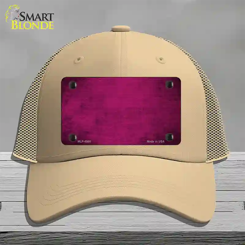 Pink Oil Rubbed Solid Novelty License Plate Hat Mesh / Khaki