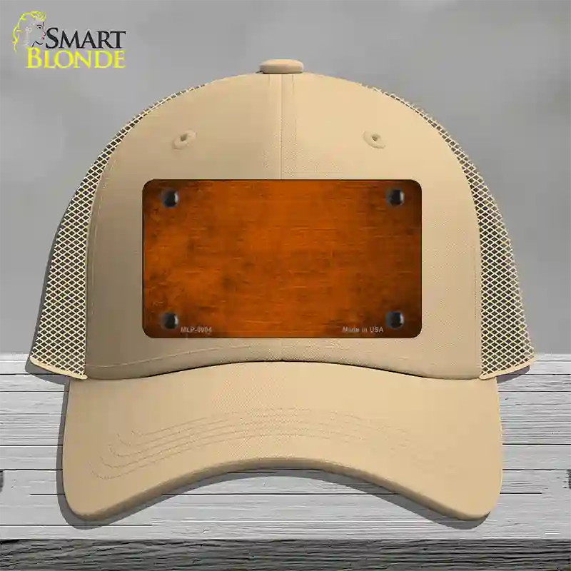 Orange Oil Rubbed Solid Novelty License Plate Hat Mesh / Khaki