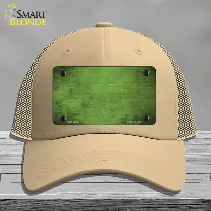 Lime Green Oil Rubbed Solid Novelty License Plate Hat Mesh / Khaki