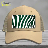 Green White Zebra Oil Rubbed Novelty License Plate Hat Mesh / Khaki