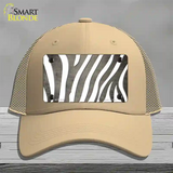 Tan White Zebra Oil Rubbed Novelty License Plate Hat Mesh / Khaki