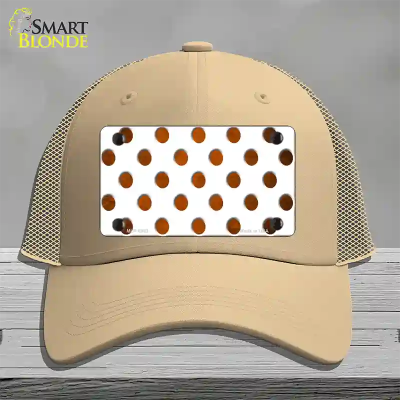 Orange White Dots Oil Rubbed Novelty License Plate Hat Mesh / Khaki