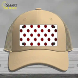 Red White Dots Oil Rubbed Novelty License Plate Hat Mesh / Khaki