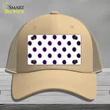 Purple White Dots Oil Rubbed Novelty License Plate Hat Mesh / Khaki