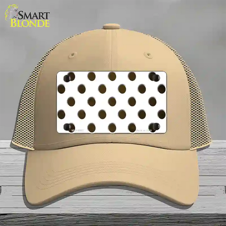 Brown White Dots Oil Rubbed Novelty License Plate Hat Mesh / Khaki