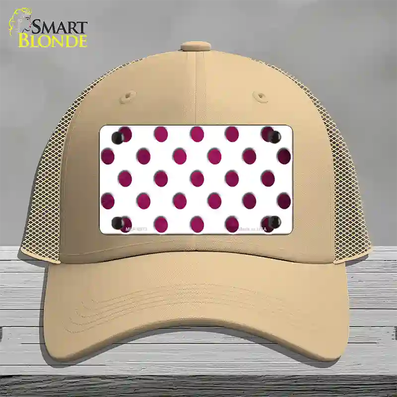 Pink White Dots Oil Rubbed Novelty License Plate Hat Mesh / Khaki