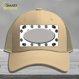 Gray White Dots Oval Oil Rubbed Novelty License Plate Hat Mesh / Khaki