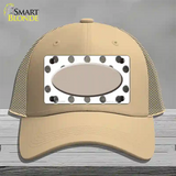 Tan White Dots Oval Oil Rubbed Novelty License Plate Hat Mesh / Khaki