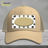 Gold White Dots Oval Oil Rubbed Novelty License Plate Hat Mesh / Khaki